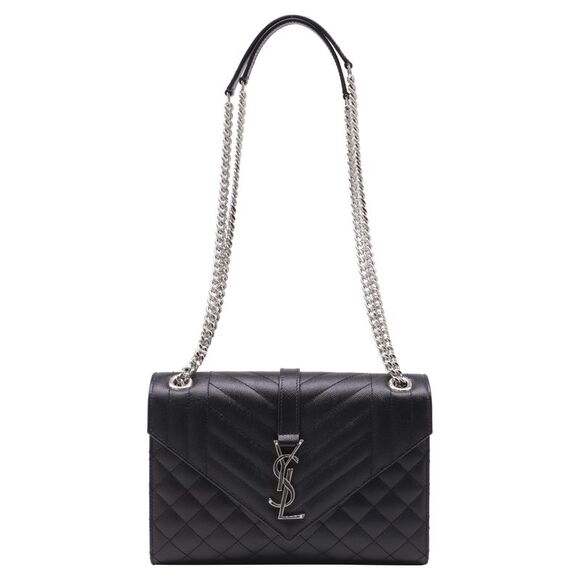 SAINT LAURENT Handbags - Saint Laurent Medium Envelope Shoulder Bag in Black Calf Leather